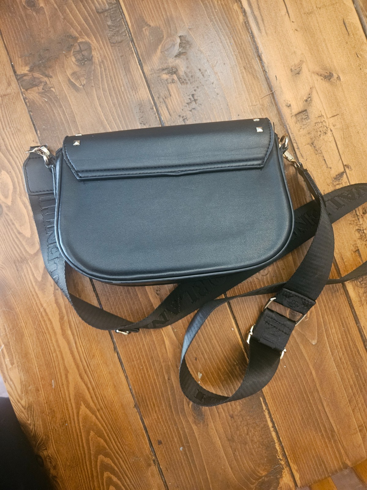 Valentino Black with Gold Studs Crossbody purse