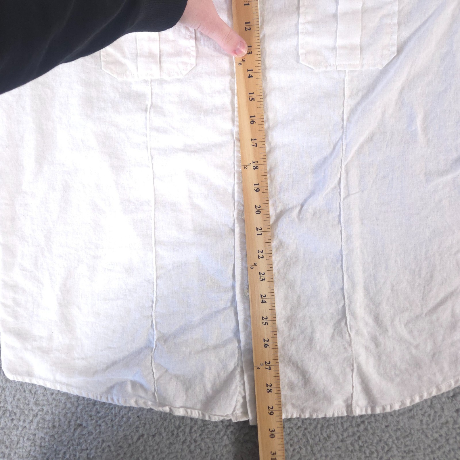 Tasso Elba Shirt Men Large White Linen Button Up Roll Tab Sleeve Casual Office