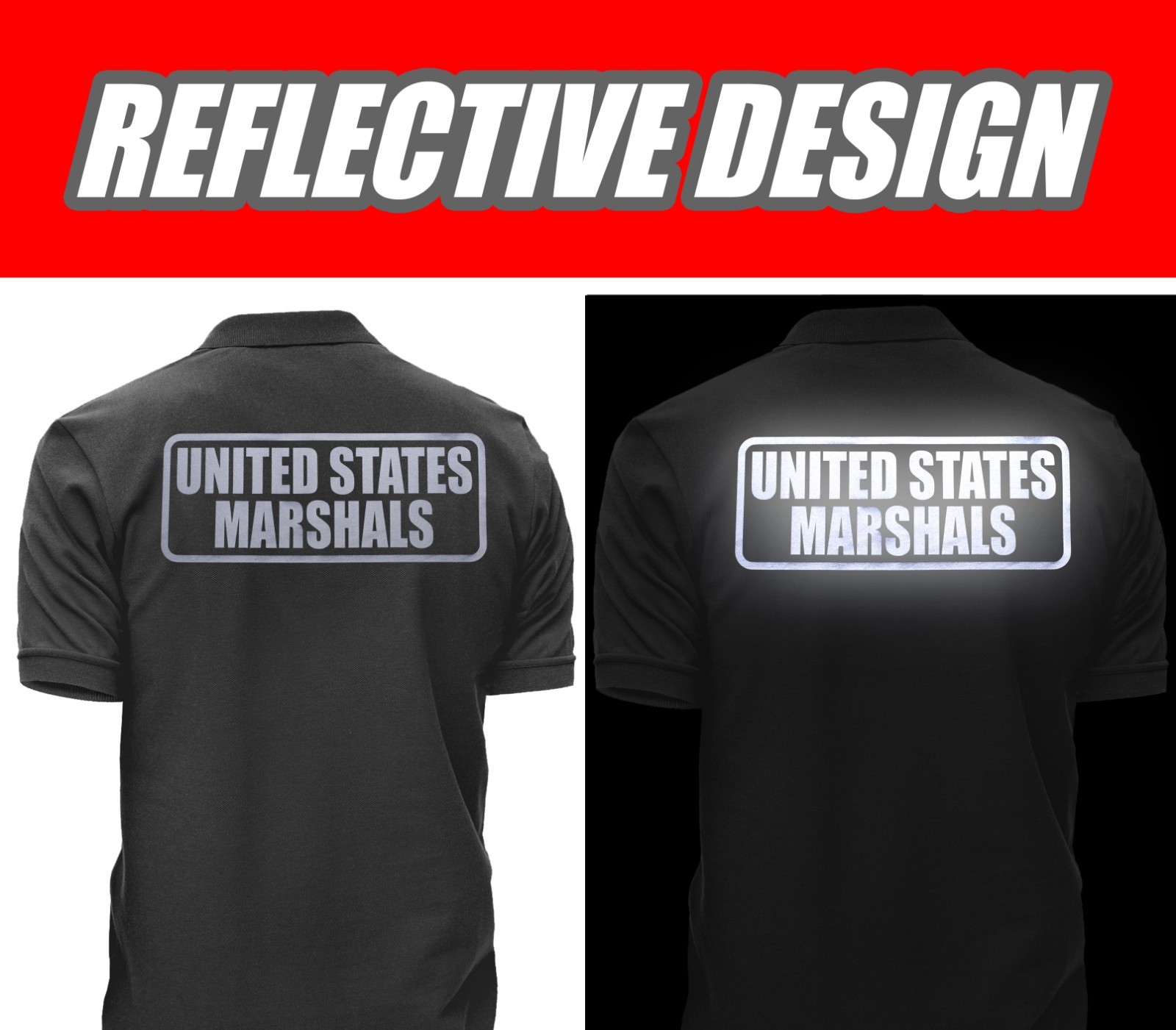 US Marshals Polo REFLECTIVE design, Easy Care Polo, pique fabric.