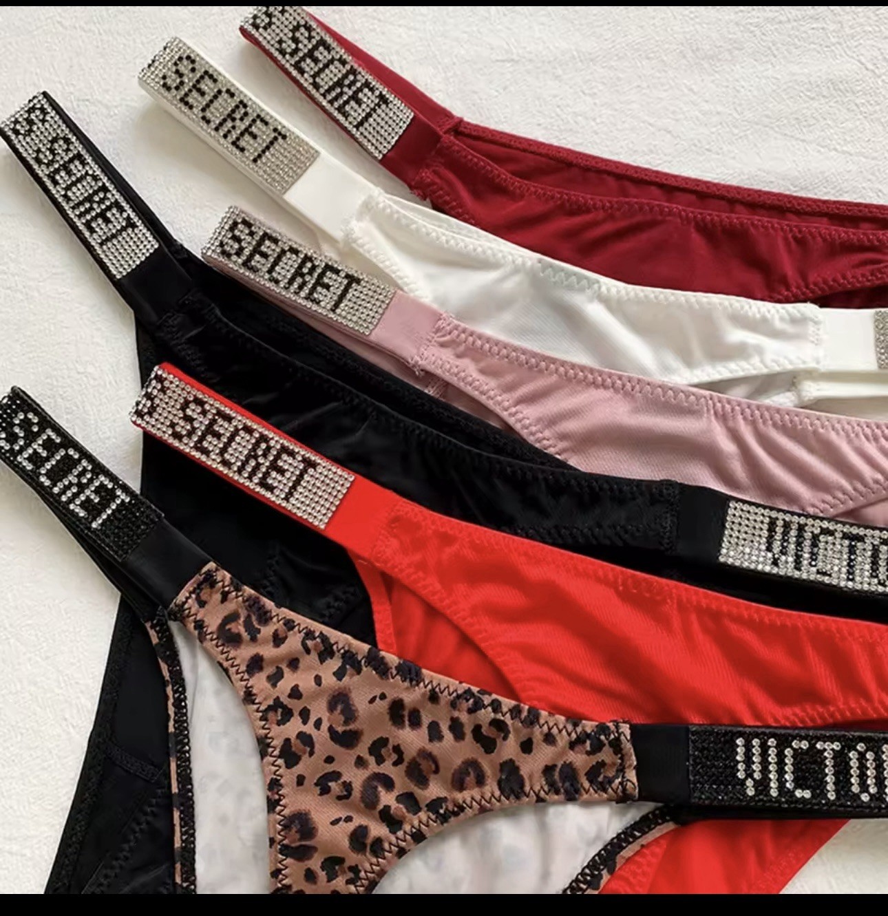 Victoria’s Secret S PANTY LOT animal black Marzipan Blue Pink Red SHINE STRAP
