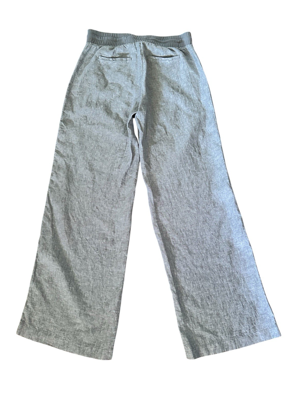 Athleta Womens Cabo Linen Wide-Leg Pants Size 10 Grey Beachy Pull-On Athleisure