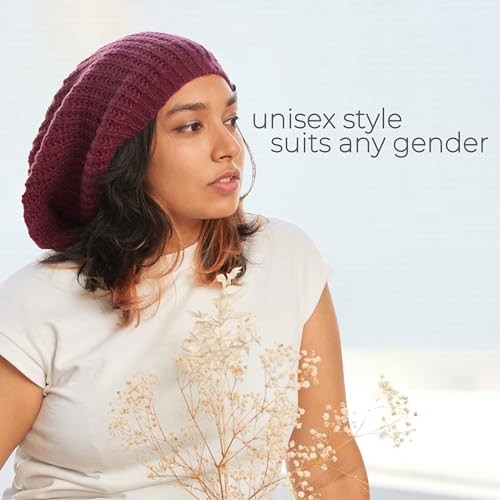 Oversized Winter Slouchy Knit Beanie – Mens Warm Fall Hat Womens One Size Black