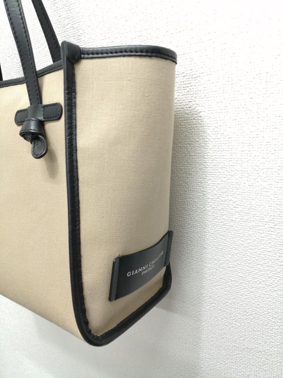 Gianni Chiarini Tote Bag Marcella Beg Canvas × Blk Leather Used