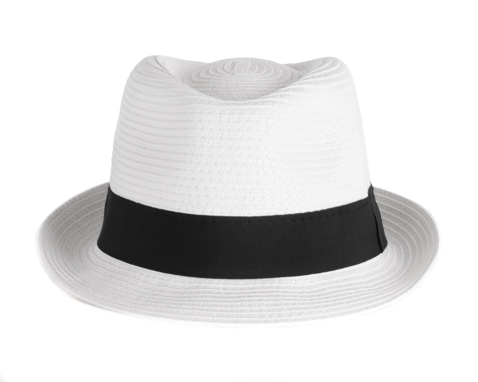 NWT EZZELINO Panama HAT white paper fedora black luxury Italy 59 L