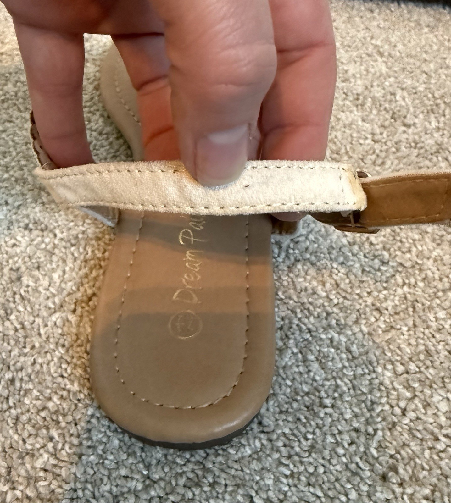 Dream Pairs Women’s White Rhinestone Thong Flat Sandals Ankle Strap Buckle 7.5