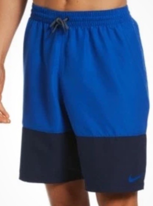 New Nike Core Contend 9″ Volley Swim Trunks. Stretchy Waistband. Blue & Sz Large