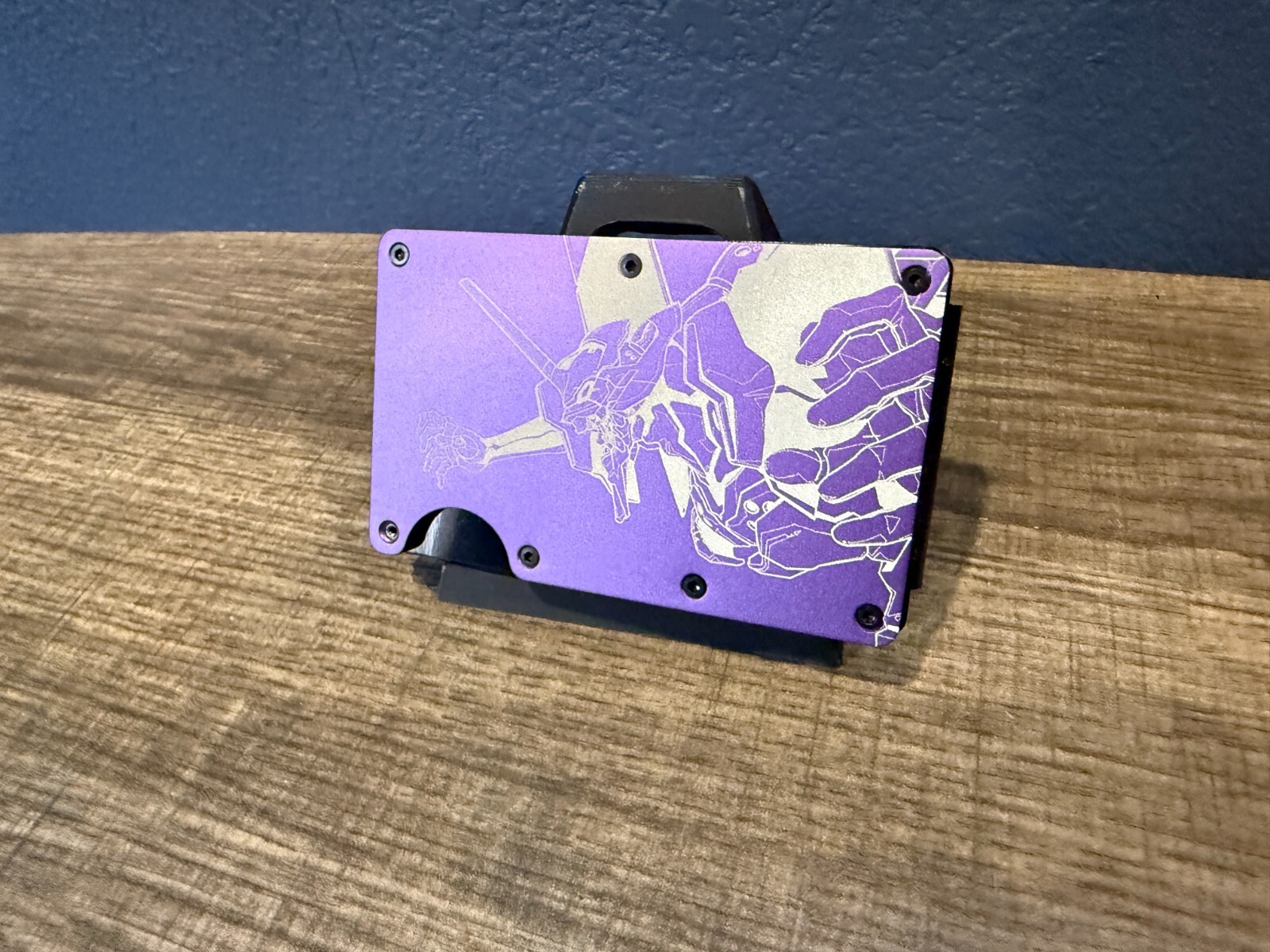 Evangelion EVA 01 Mecha Custom Engraved RFID EDC Slim Metal Aluminum Wallet