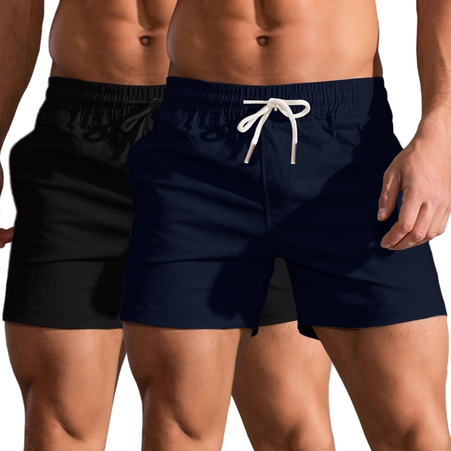 Mens Cotton 5-Inch Inseam Shorts Classic Fit Elastic Waist Casual Summer Workout