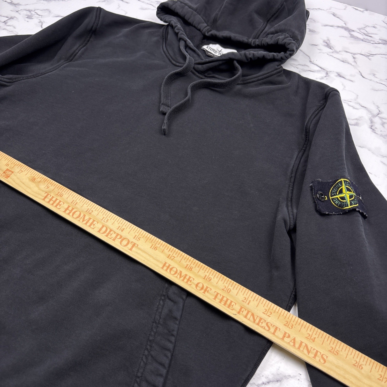 Stone Island Black Hoodie Pullover Classic Sweatshirt Logo Patch Men’s Sz XL