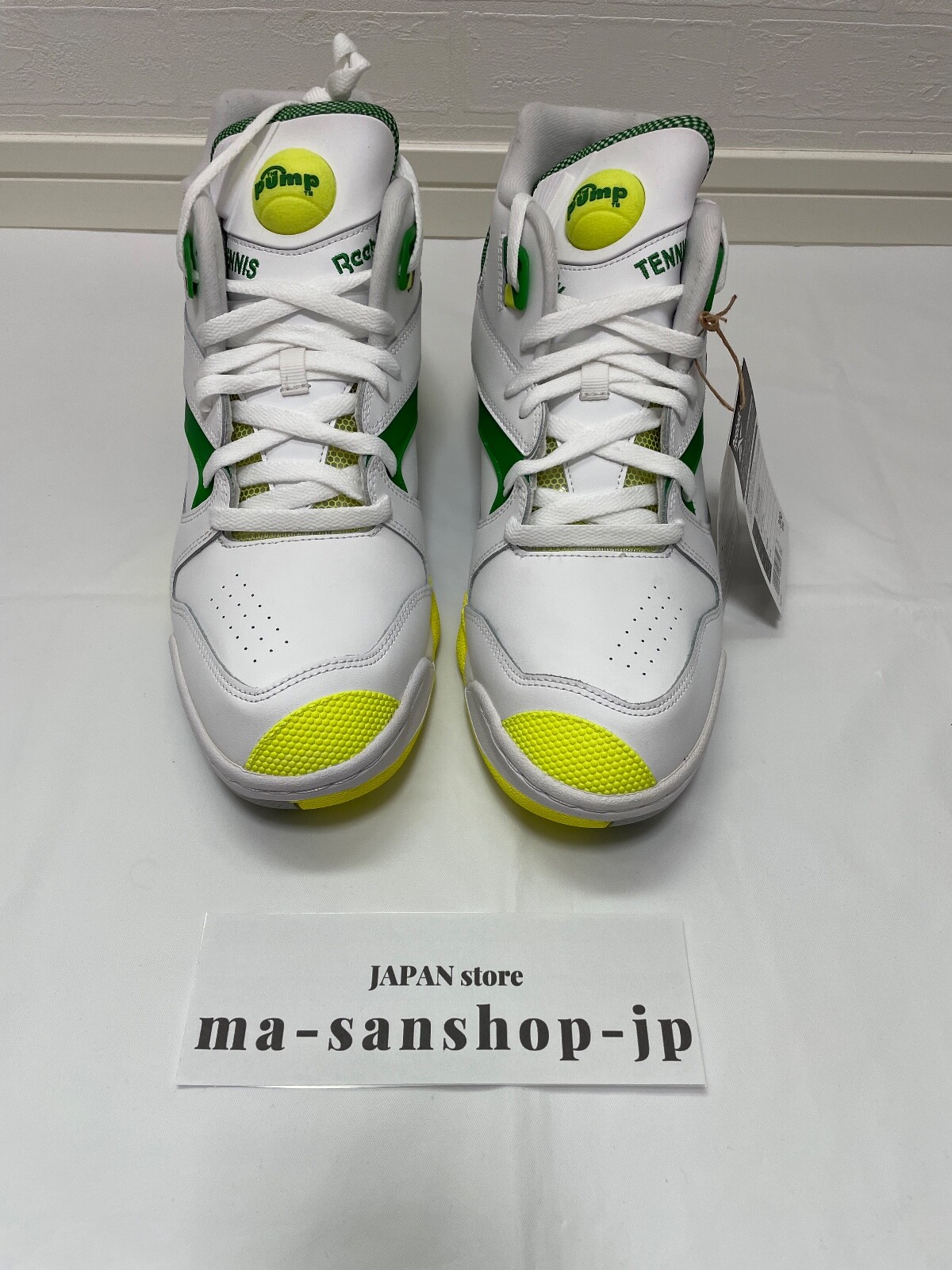 Reebok 116693 100203282 COURT VICTORY PUMP White/Green Natural Leather 5-13in