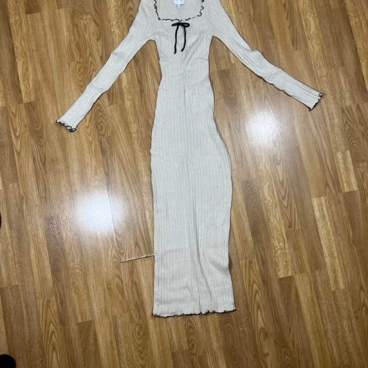 Pink Rose Cream Ribbed Knit Maxi Dress Size S