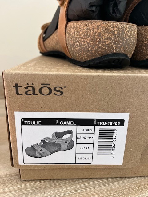 Taos Womens Trulie Tan Leather Woven Strappy Sandals EU 41 Comfort Cork Footbed