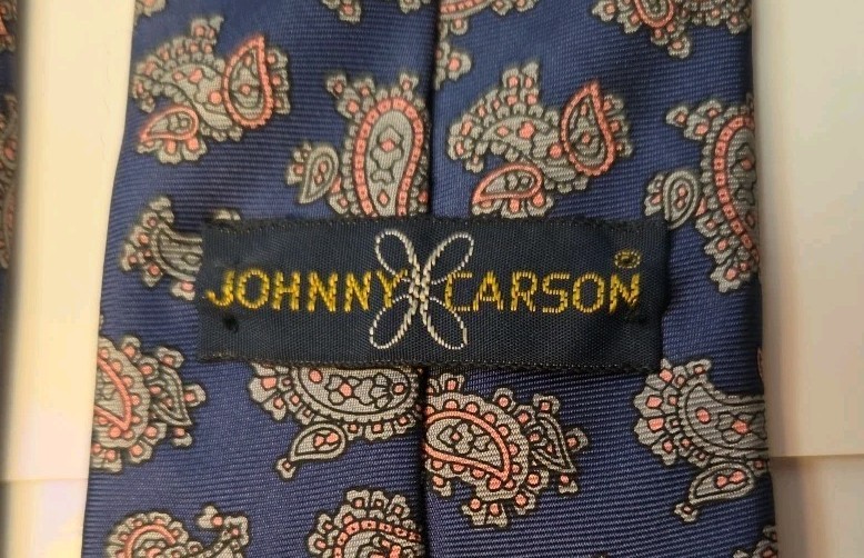 Johnny Carson Vintage Silk Tie Paisley Multicolor Men’s Classic 57″‑60″