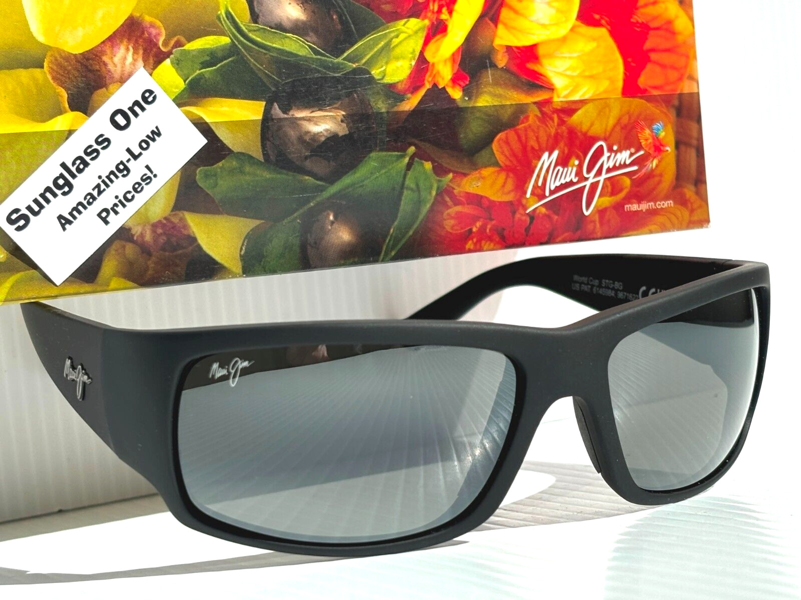 NEW Maui Jim WORLD CUP Matte Black Rubber POLARIZED Grey GLASS Sunglass 266-02MR