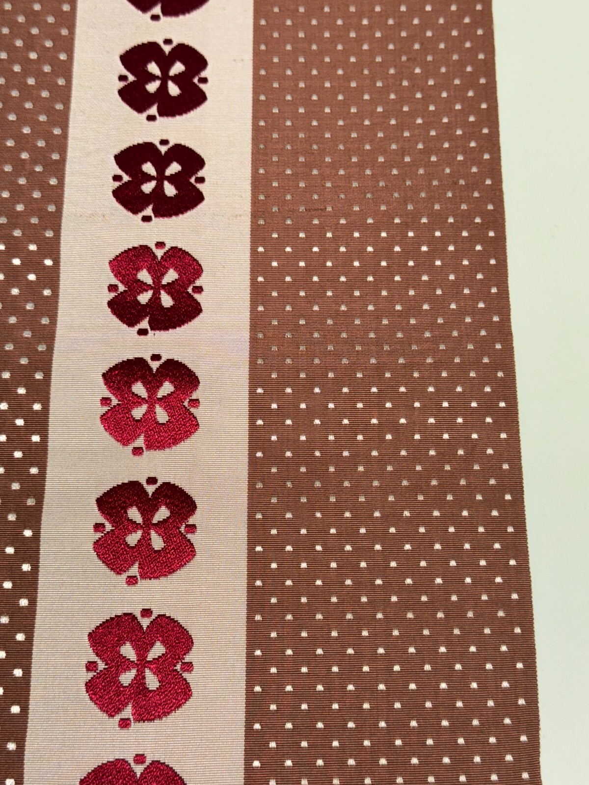 Japanese Vintage Kimono BOLT FABRIC cloth Silk brown Cut Sales 35.4×11.4in