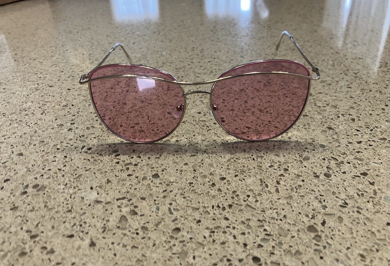 Unique Design Modern Frame Womens Silver & Pink Sunglasses