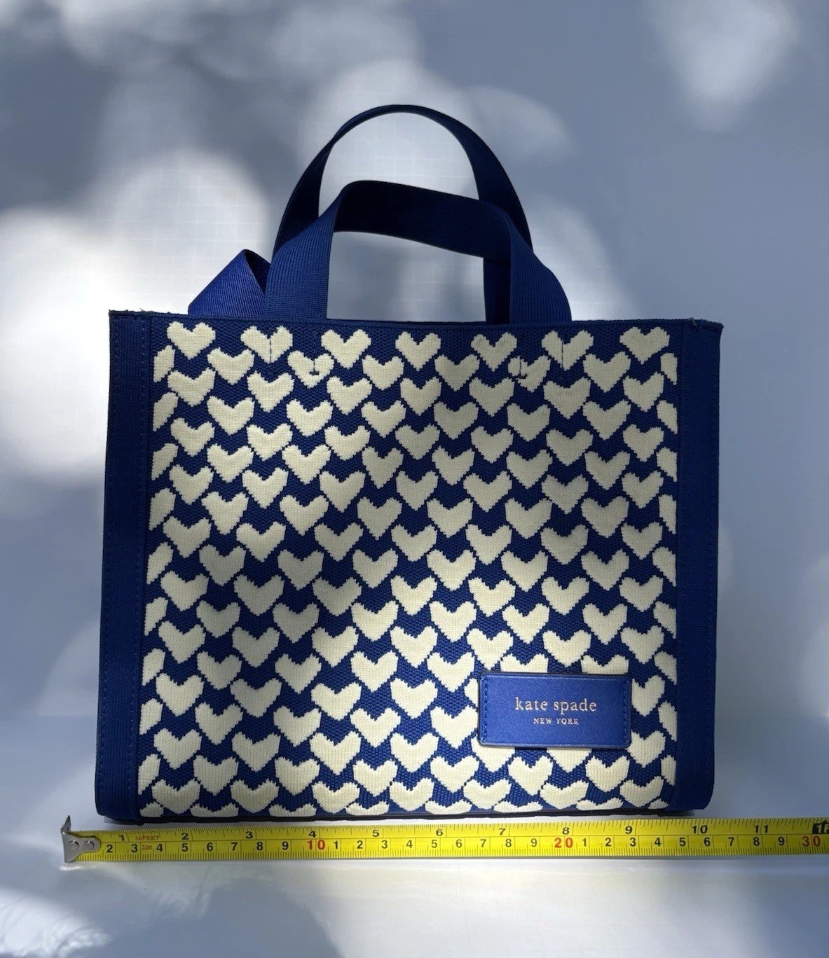 Rare Kate Spade Manhattan Modernist Hearts Jacquard leather Small Tote Crossbody