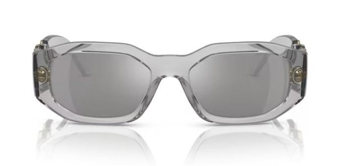 Versace VE 4361 311/6G Transparent Grey Plastic Square Sunglasses Grey Mirror