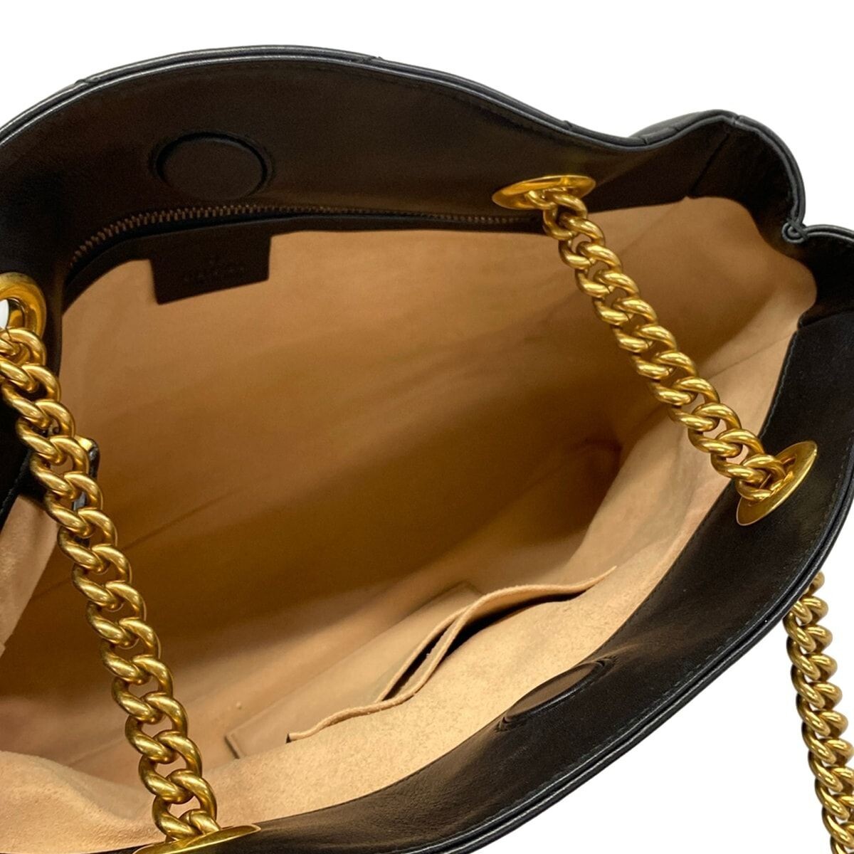 GUCCI GG Marmont 443501 Black Leather Chain Shoulder Bag Dust Bag Auth