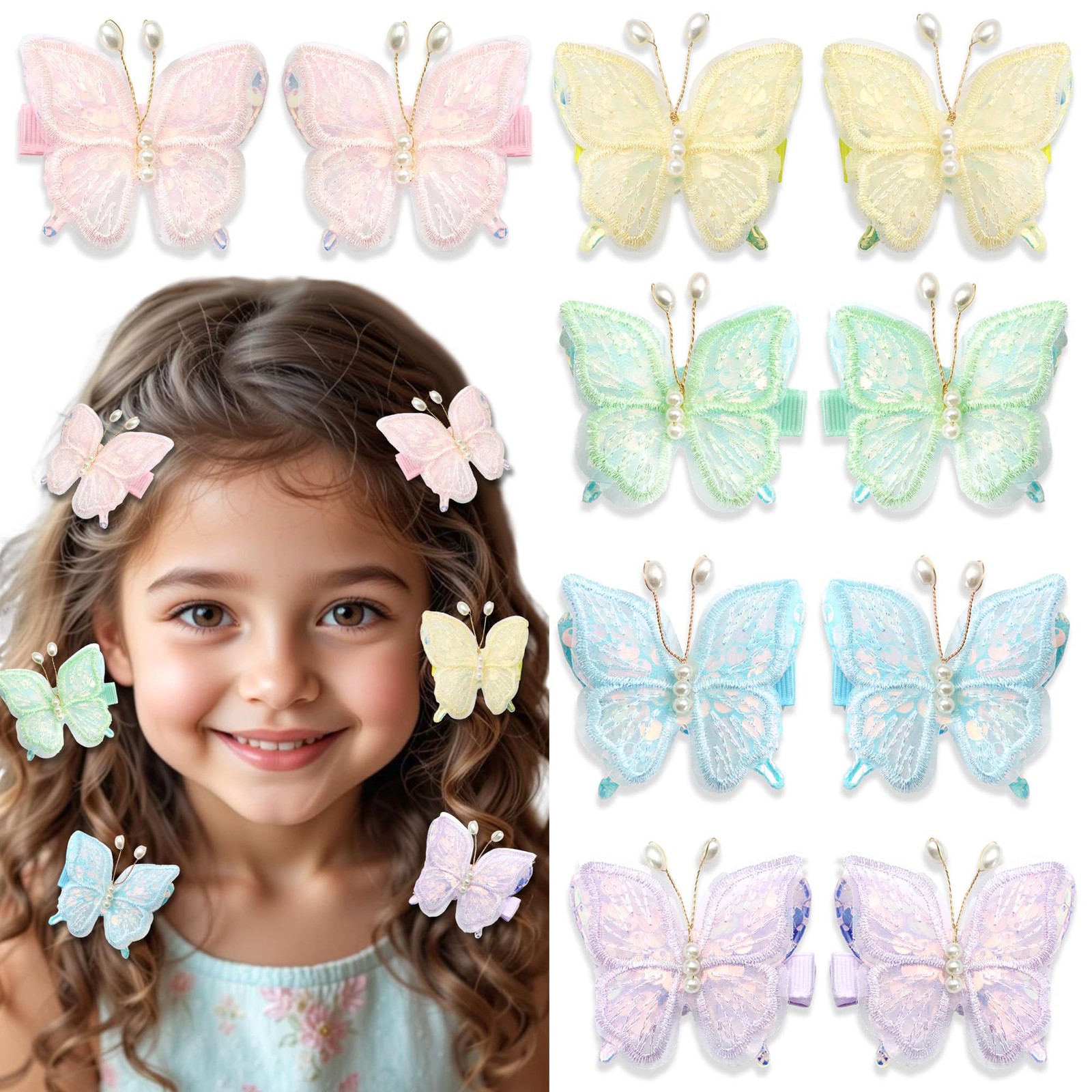 ZUYASEZ 10Pcs Multi-color Butterfly Hair 1 Count (Pack of 10), Multicolor