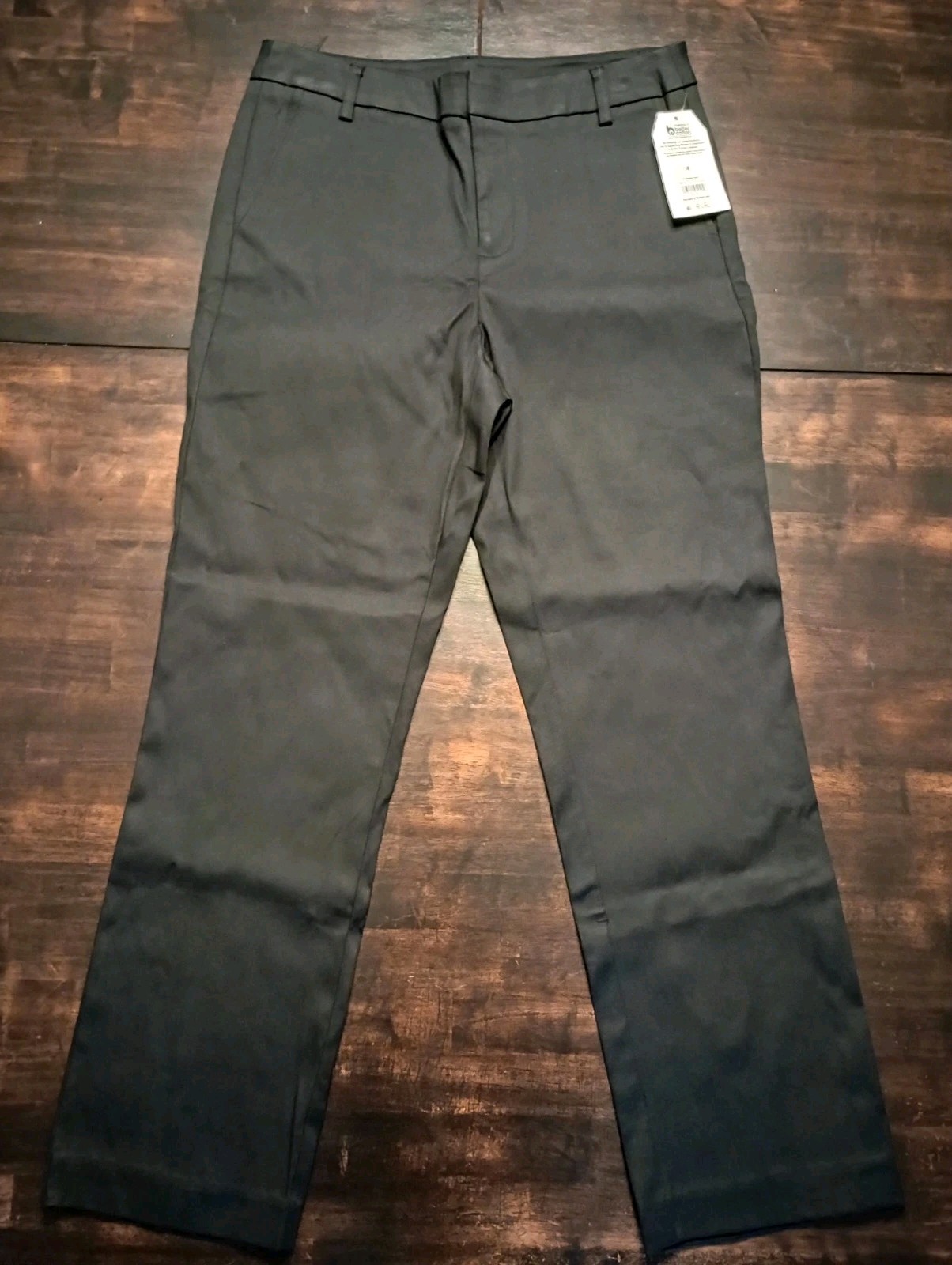 Time and Tru Straight Dress Pants Womens 4 Black Career Pockets Stretch