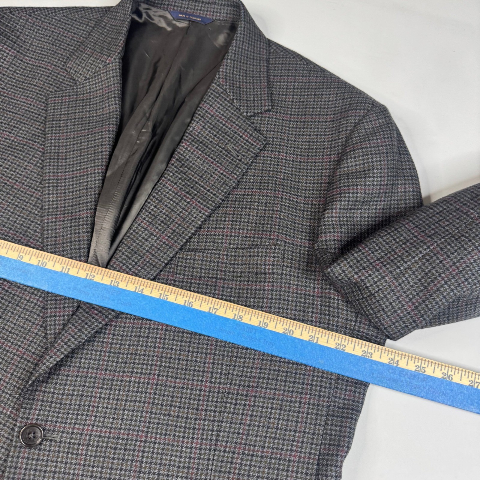 Brooks Brothers Wool Blazer Mens 46R Grey Houndstooth 1818 Madison Sport Coat