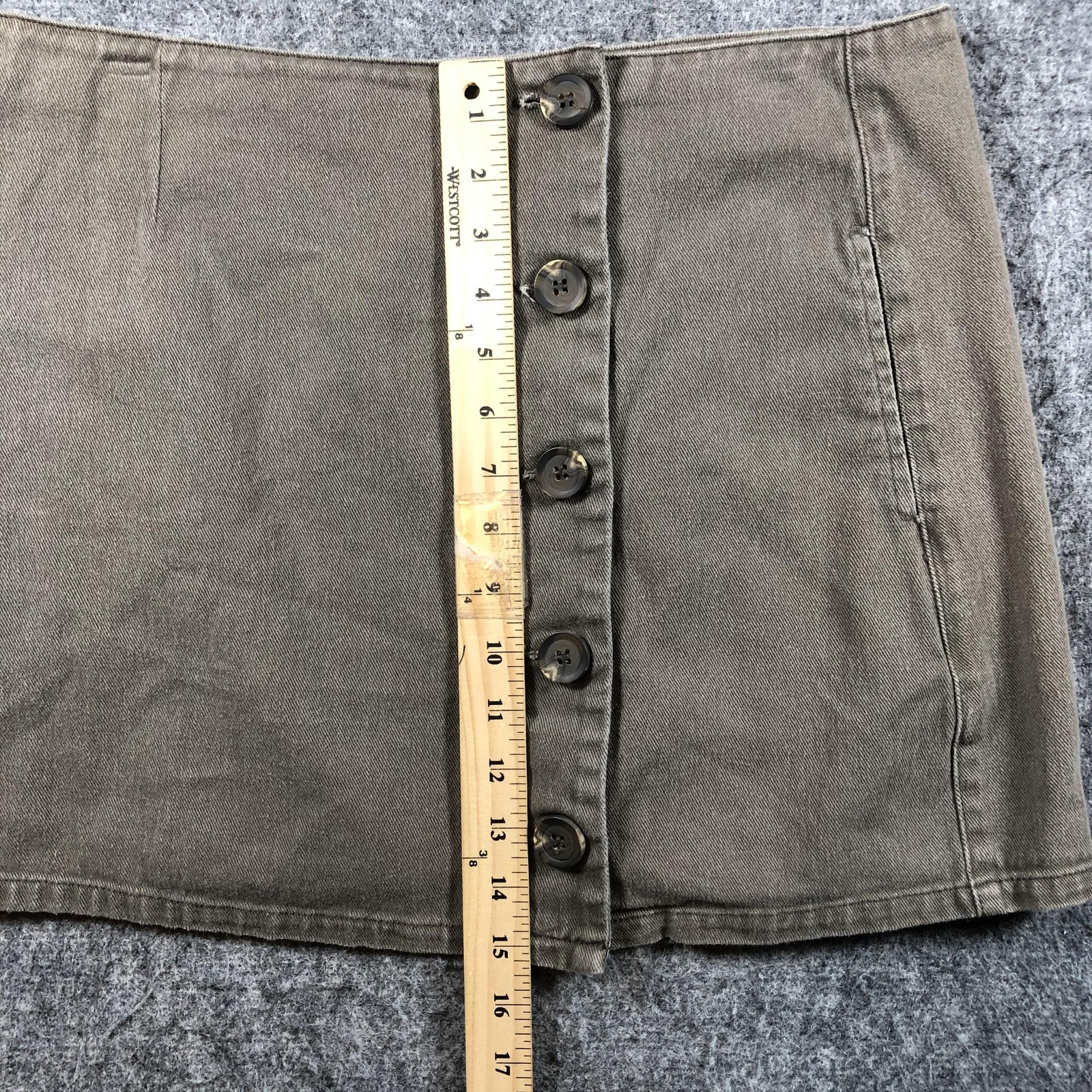 Chloe & Katie A Line Mini Skirt Womens XL Brown Button Front Twill Cotton