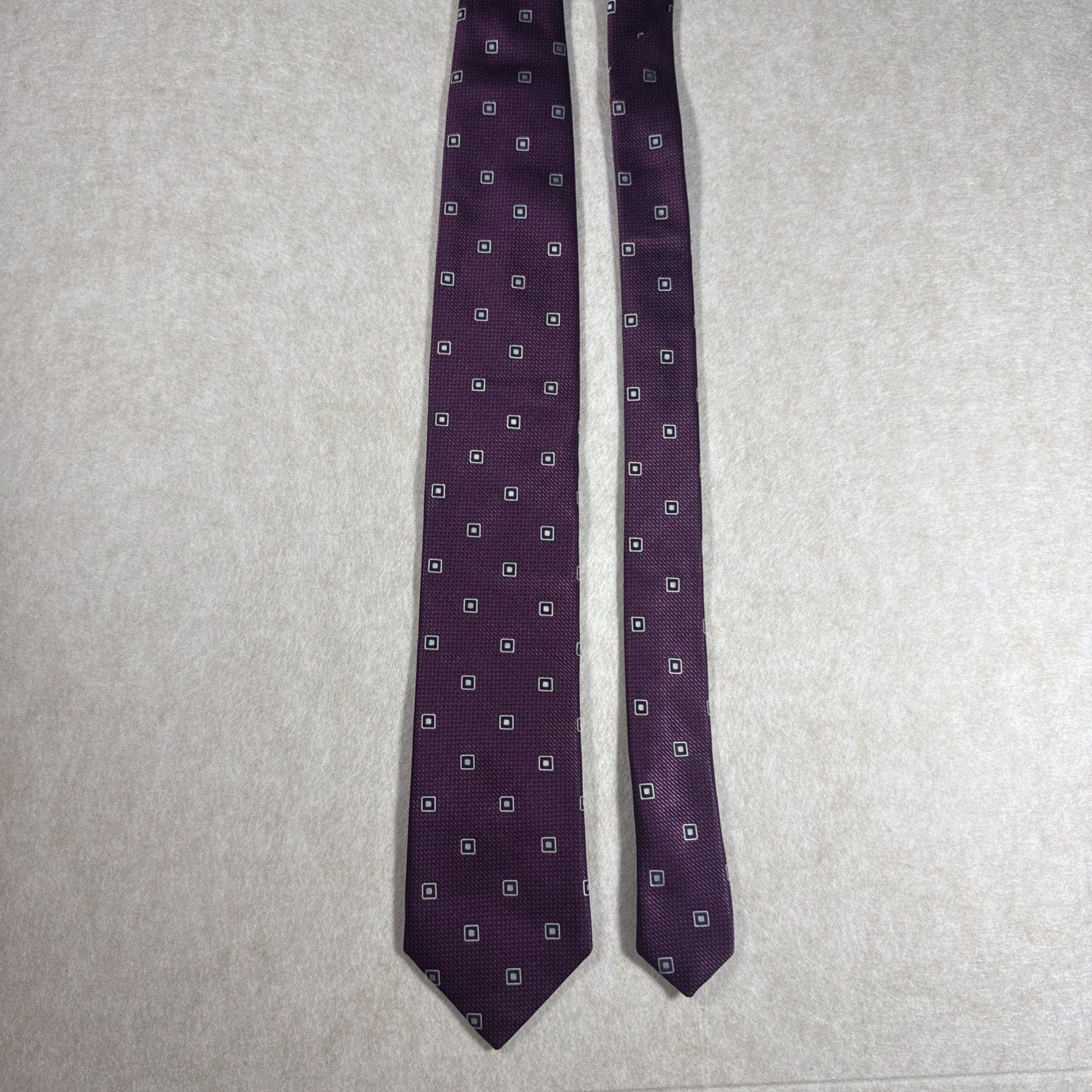 Canali 1934 Necktie, 100% Silk, Made in Italy, Geometric Burgundy Navy Blue 58″