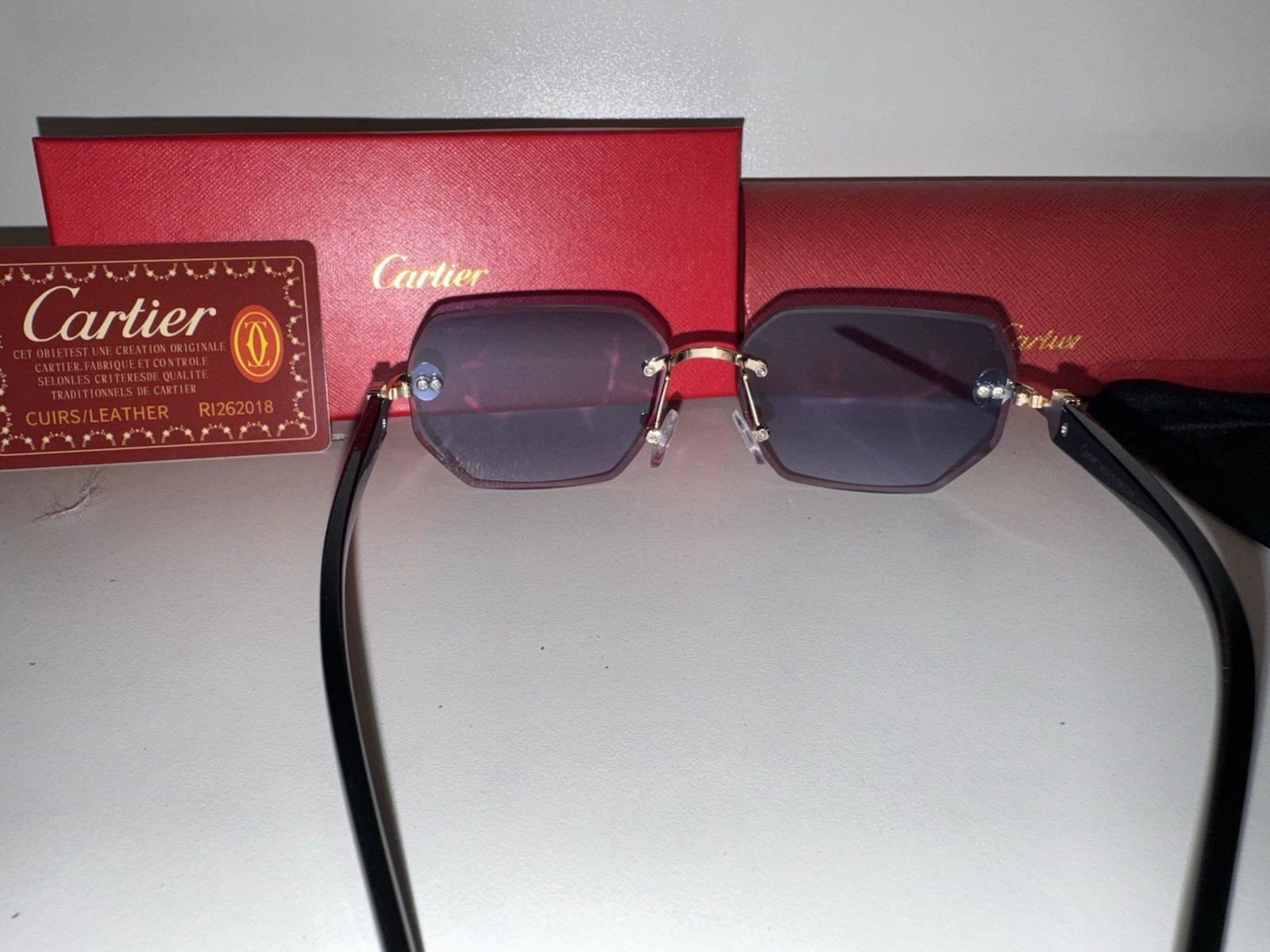 Cartier Big C Diamond Cut Blue Frameless Lens