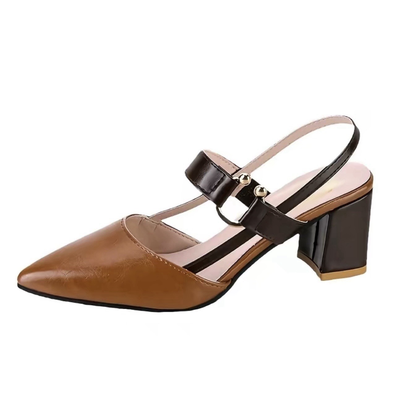 Women’s Pointed-Toe Block-Heel Pumps — Closed-Toe Mid-Heel Shoes with Single