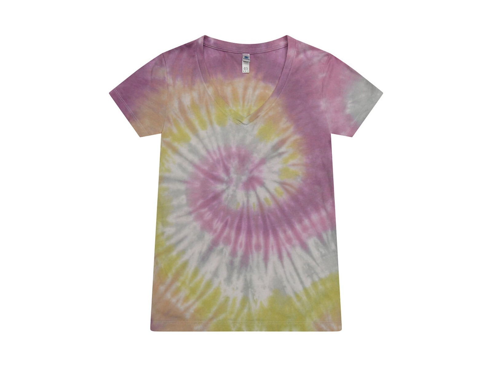 Tie Dye V-Neck T-Shirts Multi-Color Adult Short Sleeve Cotton Colortone