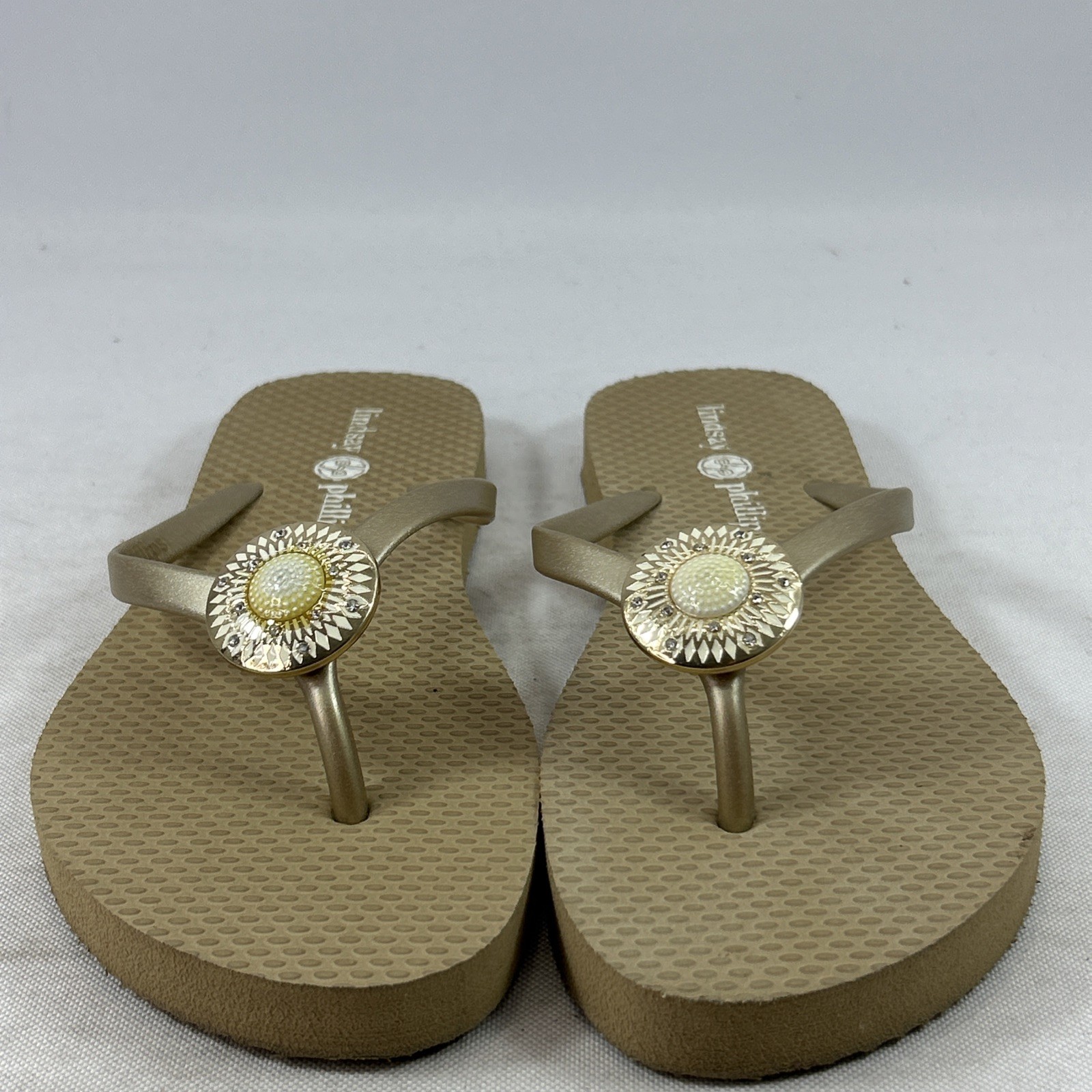 Lindsay Phillips Wedge Thong Sandals Switchflops Size 7M Gold Slides