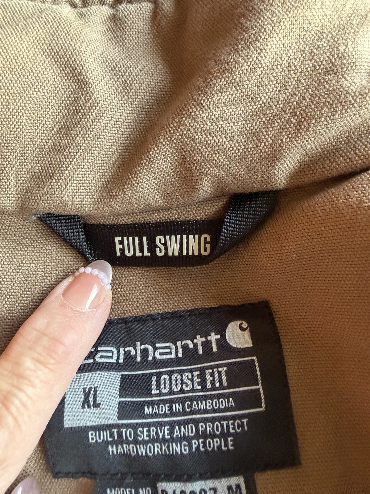 Carhartt Full Swing Hooded Jacket XL Brown 3M Thinsulate Loose Fit Work Coat.
