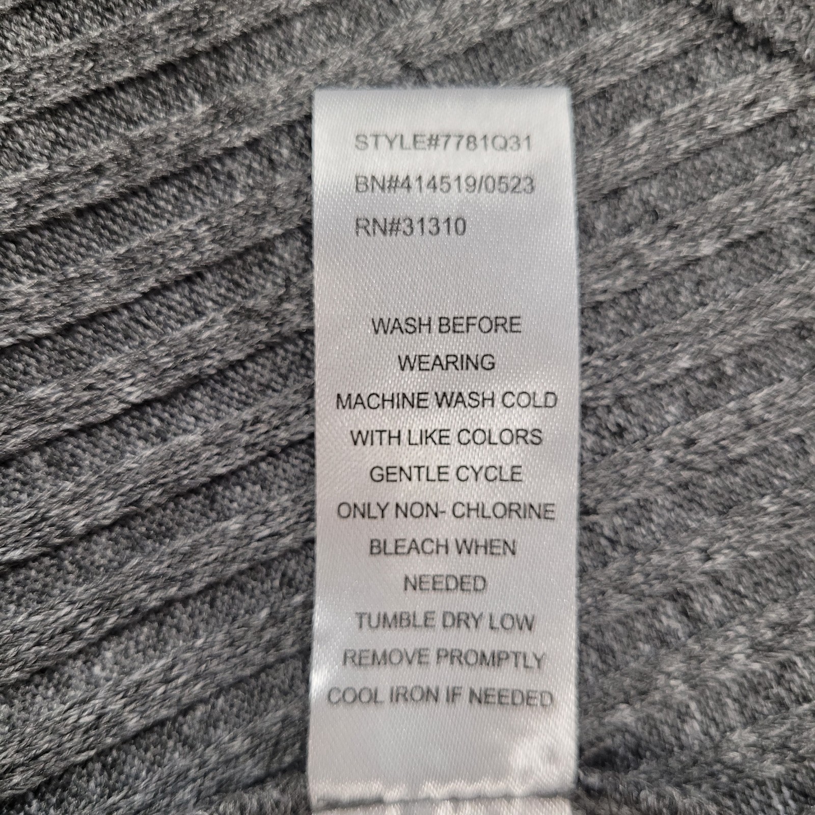 Beauties Wrap (S) Gray Knit Long-Sleeve Smooth-Feel Polyester-Blend