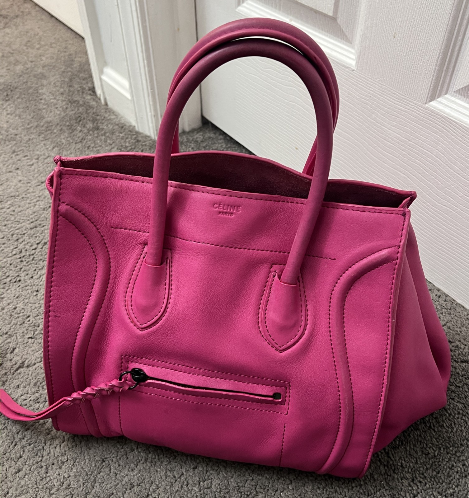 CELINE Luggage Phantom Hand Bag Leather Pink
