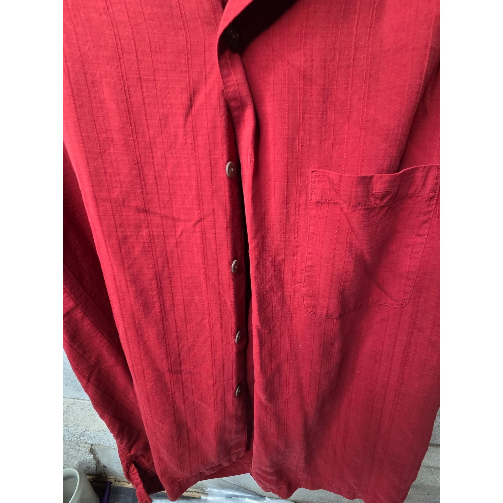 Caribbean Mens Red 100% Silk Short Sleeve Button Down Camp Shirt Pineapple Large