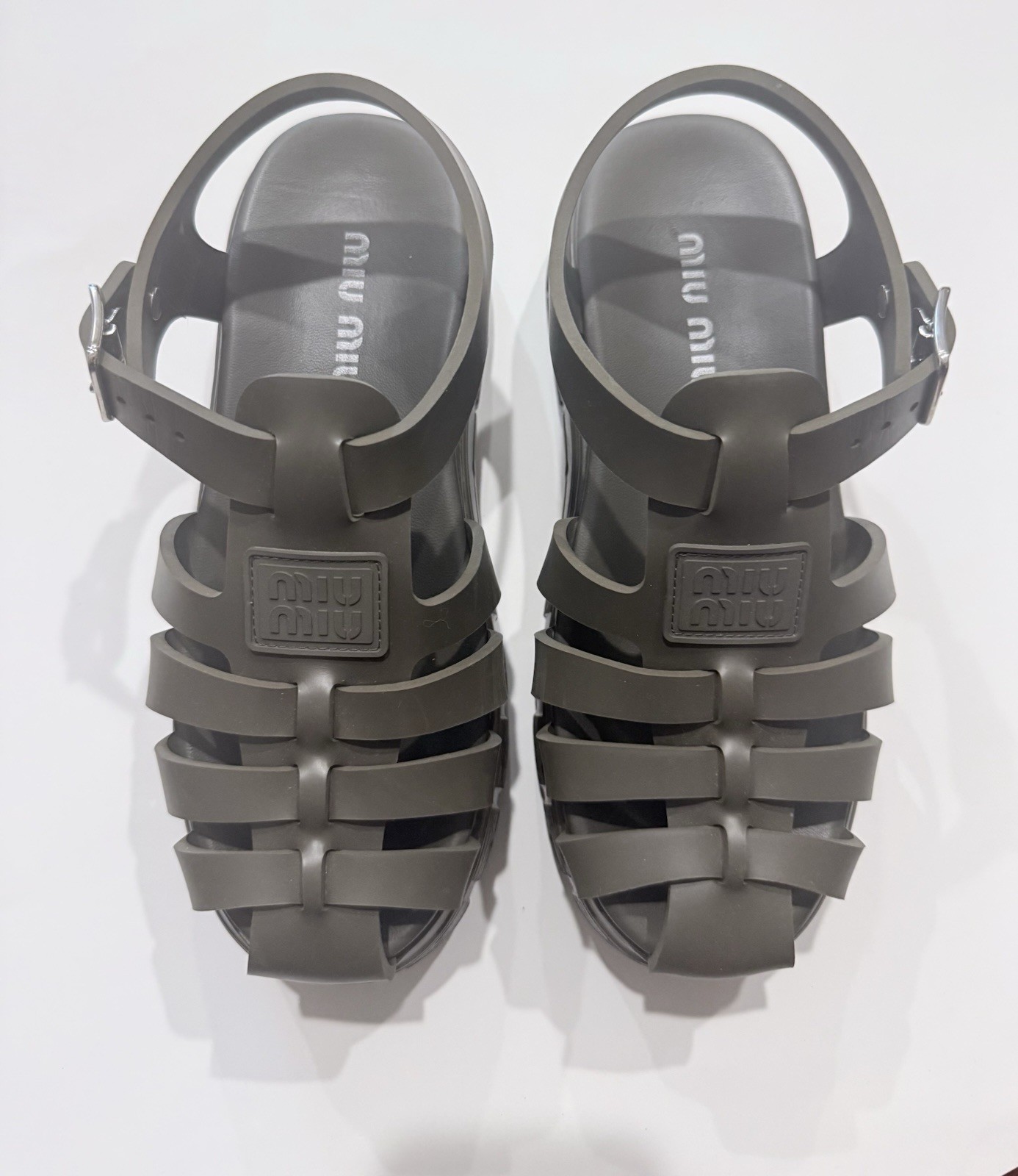 Authentic Miu Miu Eva Platform Sandals, Dark Hunter Green, EU 38 Women’s