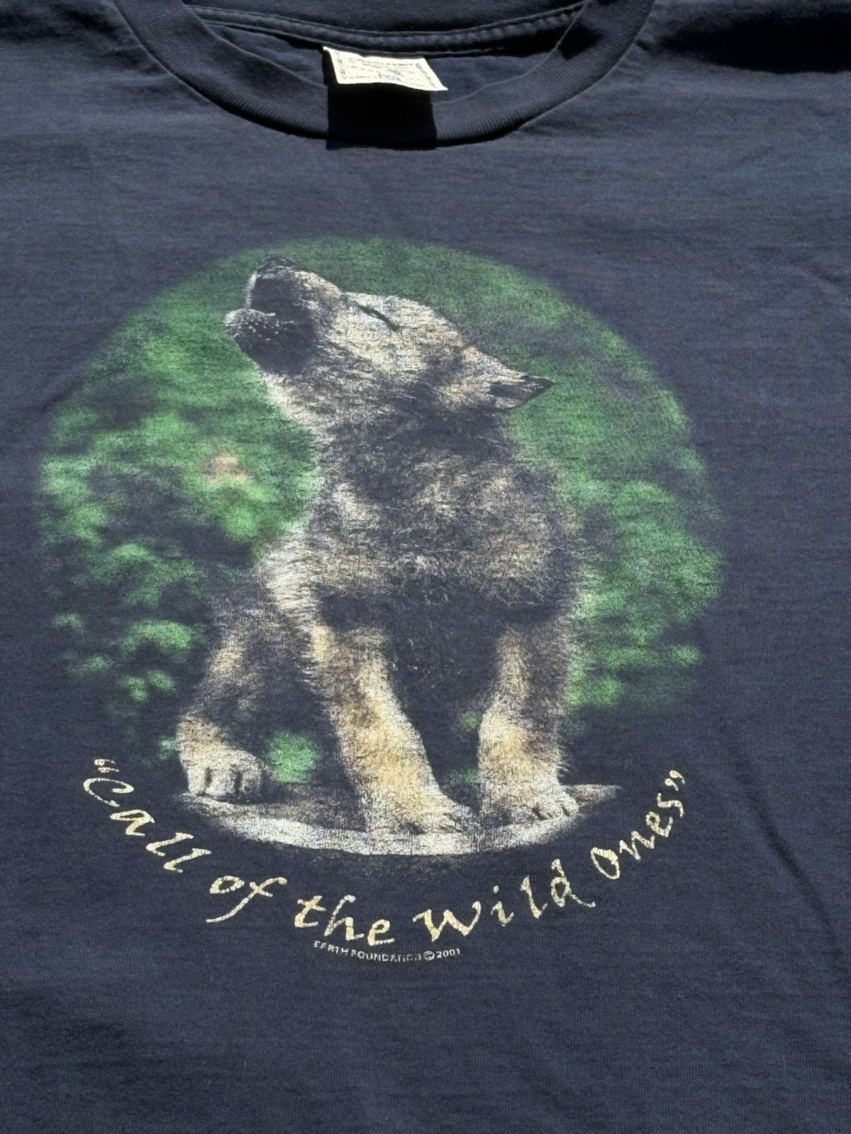 Vintage Blue Single Stitch Wolf “Call Of The Wild Ones” T Shirt Size XXL 2001