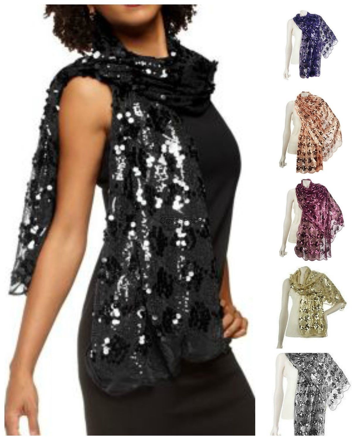 Joan Rivers Metallic Glam Sequin Scarf~A211123~Choice of Colors