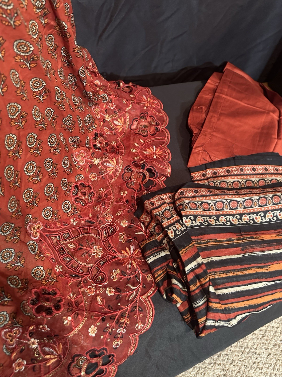 Bin Saeed Lawn Cotton 3 Pc Suit-premium Cut Work Emb- Aline Style-M & L – $44