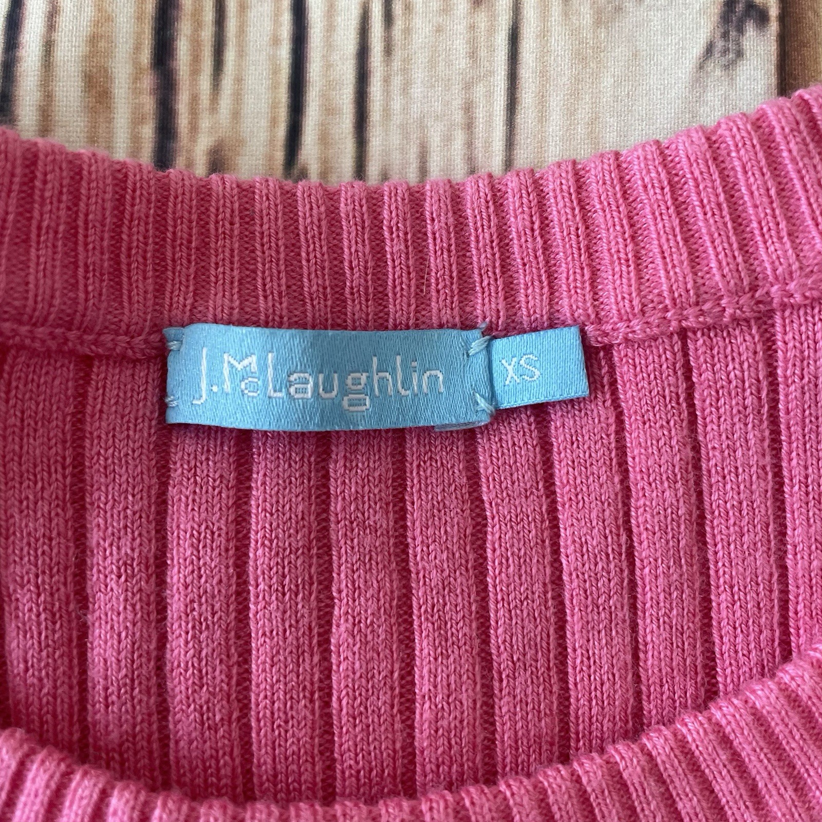 J Mclaughlin Pink Knit Sweater Womens Size XS ribbed Seaspray Buttons