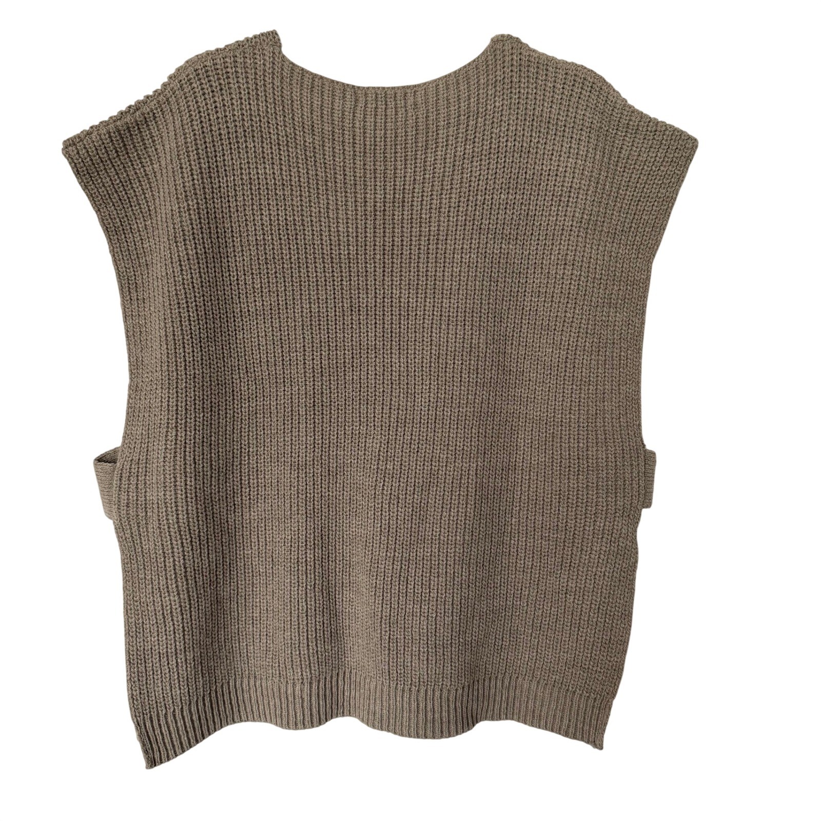 Cocogio Ribbed Knit Womens OS Taupe Sweater Vest Made in Italy Wool Alpaca Blend