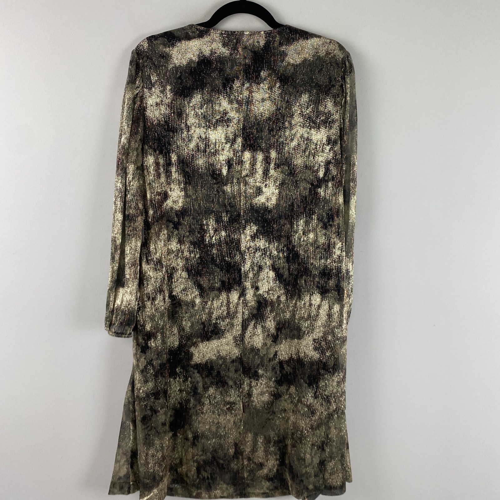 Chicos Shimmer Floral Shift Dress Size 2 US Large Bracelet Sleeves V Neck