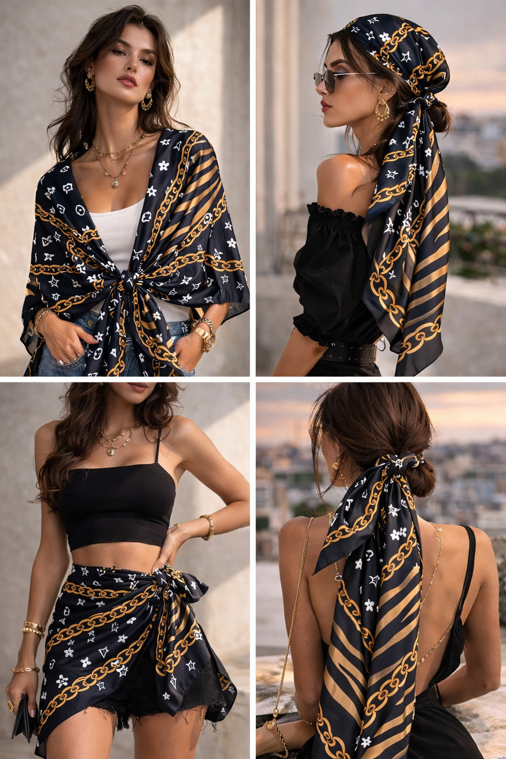 Luxury Neck Women Scarf Accessories 90cm Square Spring