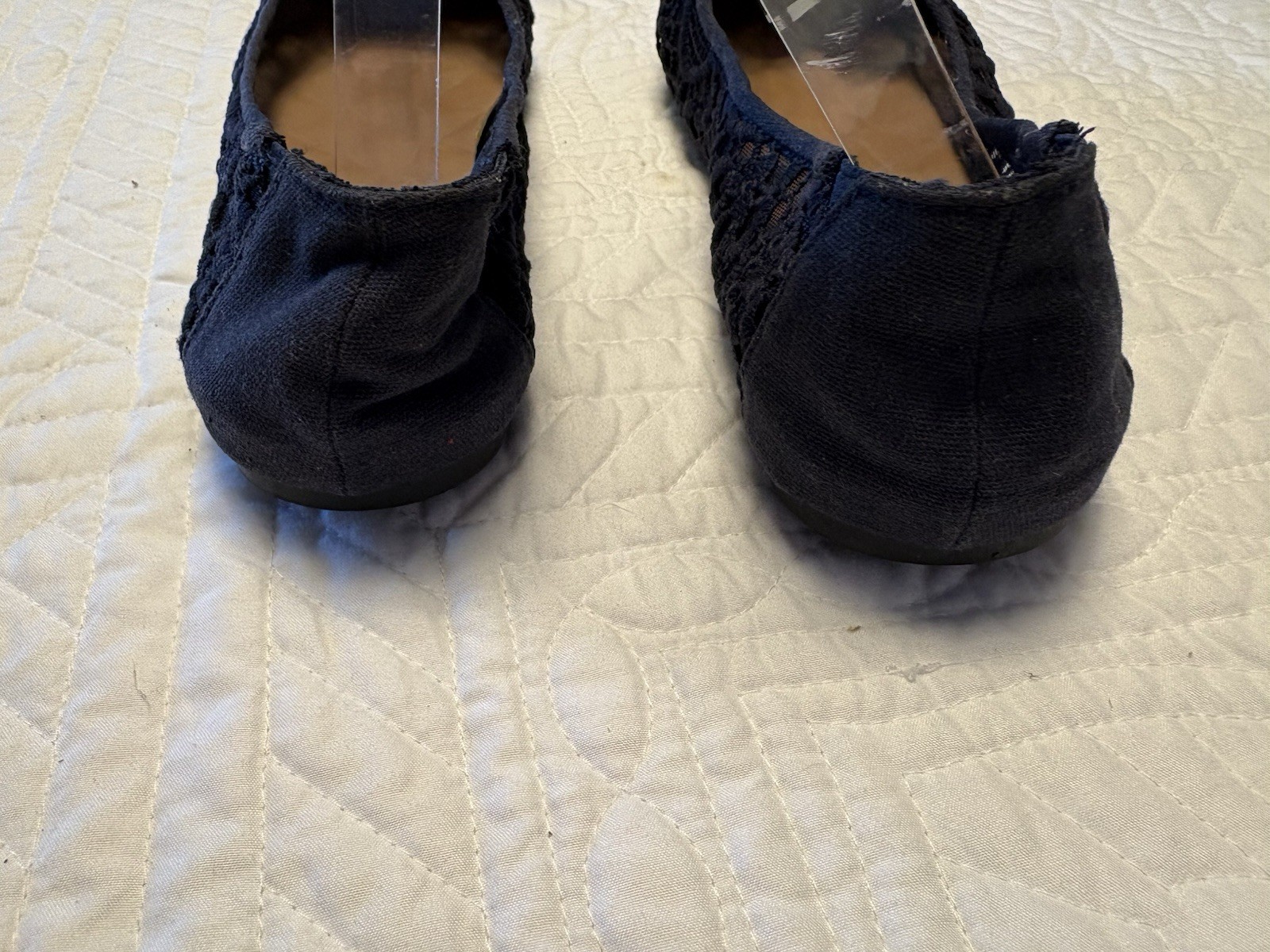 Jellypop Memory Foam Womens sz 7.5 Black Crochet Lace Slip On Ballet Flats #39