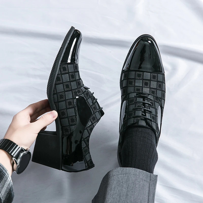 With 6 Cm Heel Extra Height Business Formal Pointed Leather Shoes for Men
