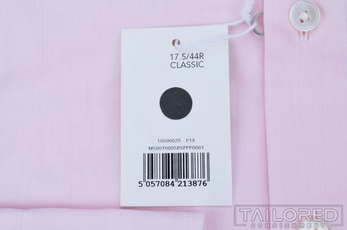 NWT – THOMAS PINK Solid Pink Cotton Luxury Classic Fit Dress Shirt – 17.5