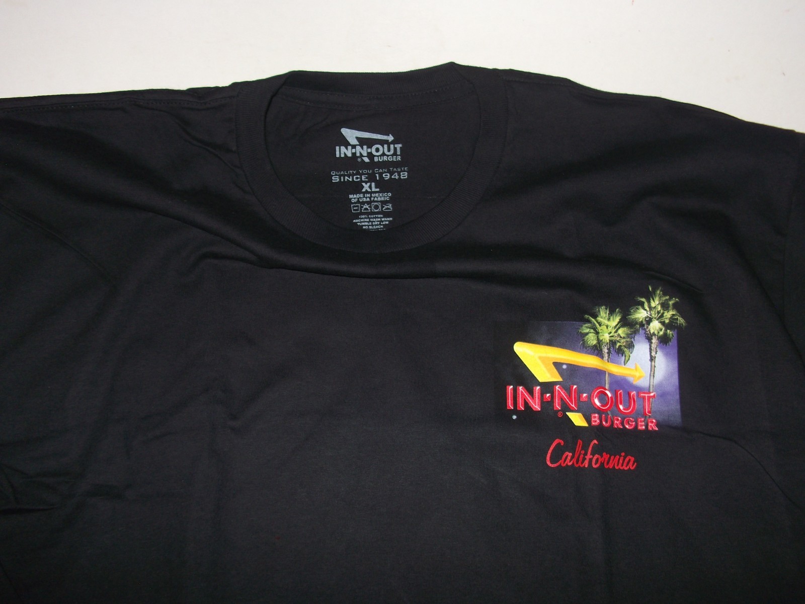 In N Out Burger California T-Shirt Mens XL Black Short Sleeve