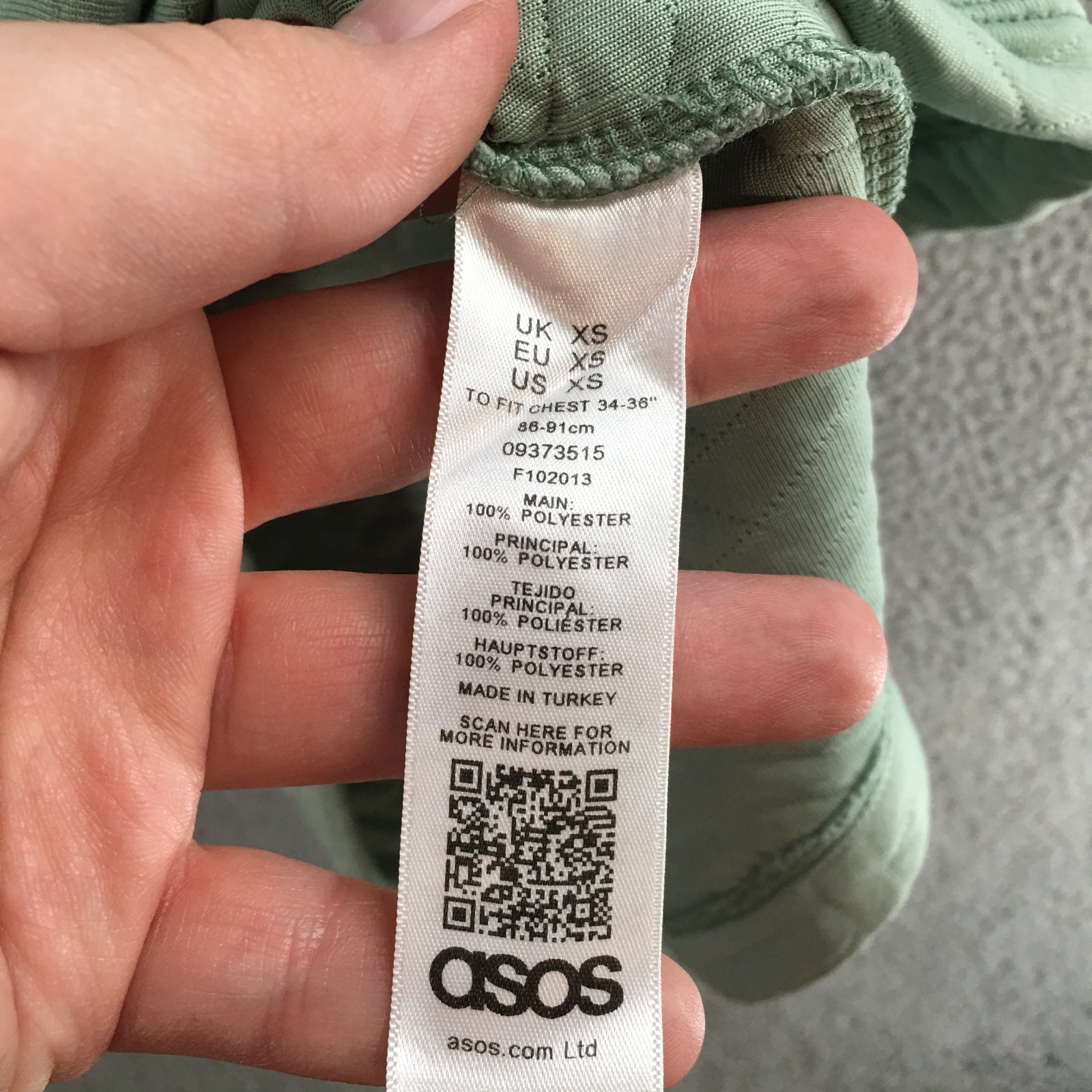 ASOS Sweatshirt Womens XS Extra Small Sage Mint Green Quilted Reverie Pullover