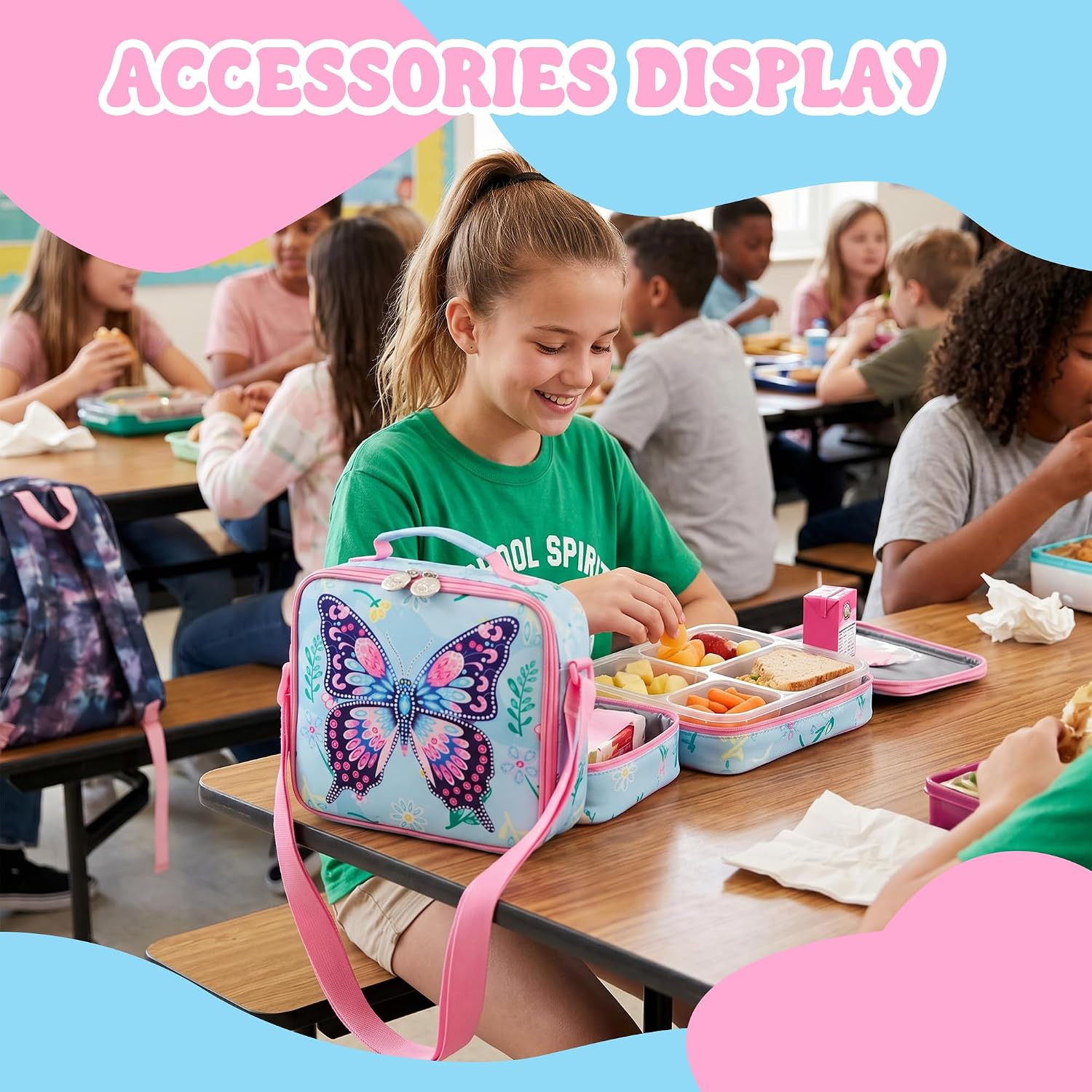 Kids Rolling Backpack with Wheels for Girls Cute Butterfly School Roller Backpac